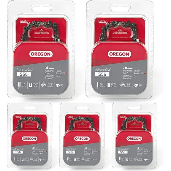 Oregon S56 AdvanceCut 16-Inch Chainsaw Chain Fits Craftsman, Echo, Homelite, Poulan, Remington - 5 Pack