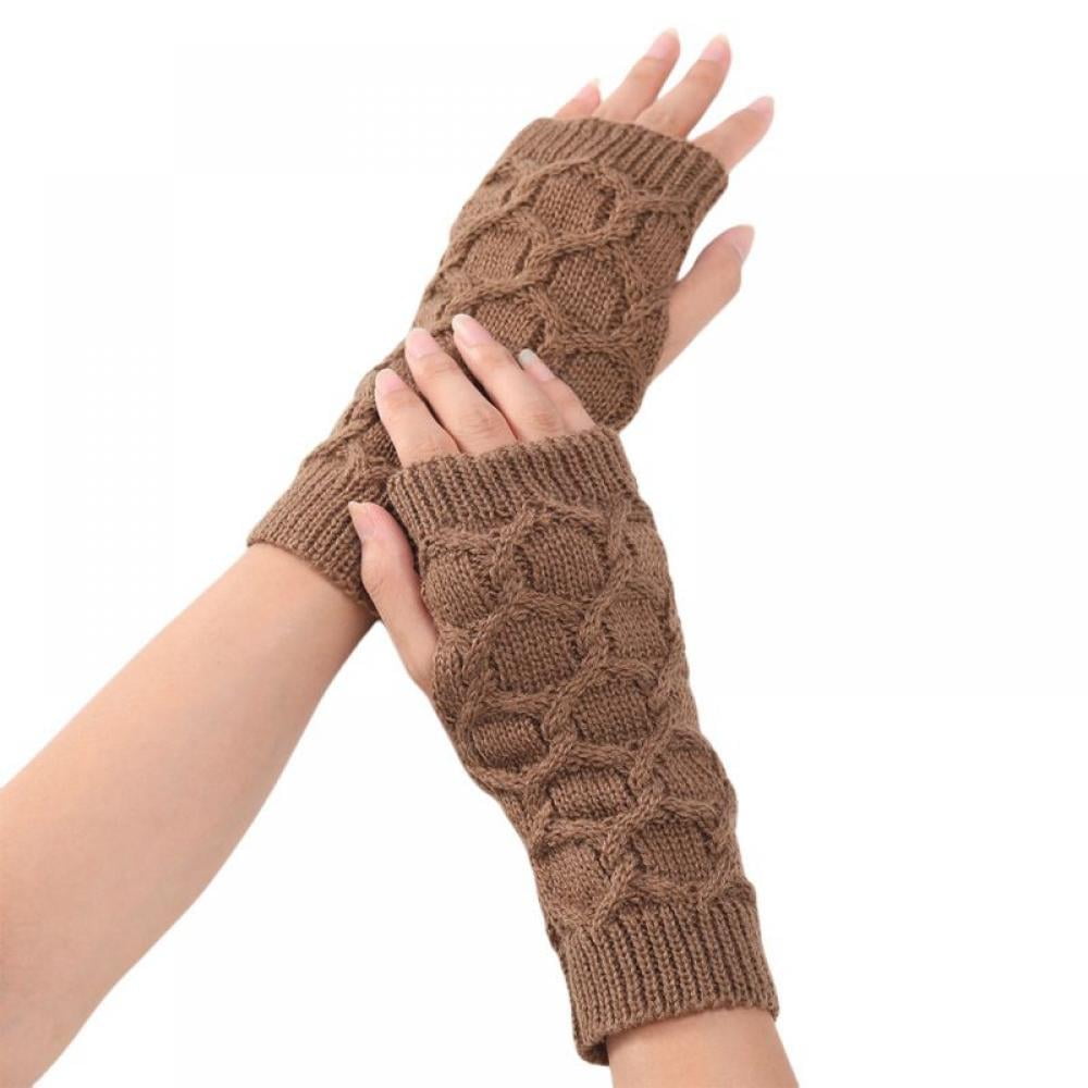Unisex Winter Warm Women Men Knitted Gloves Hand Wrist Warmer Five Finger 
