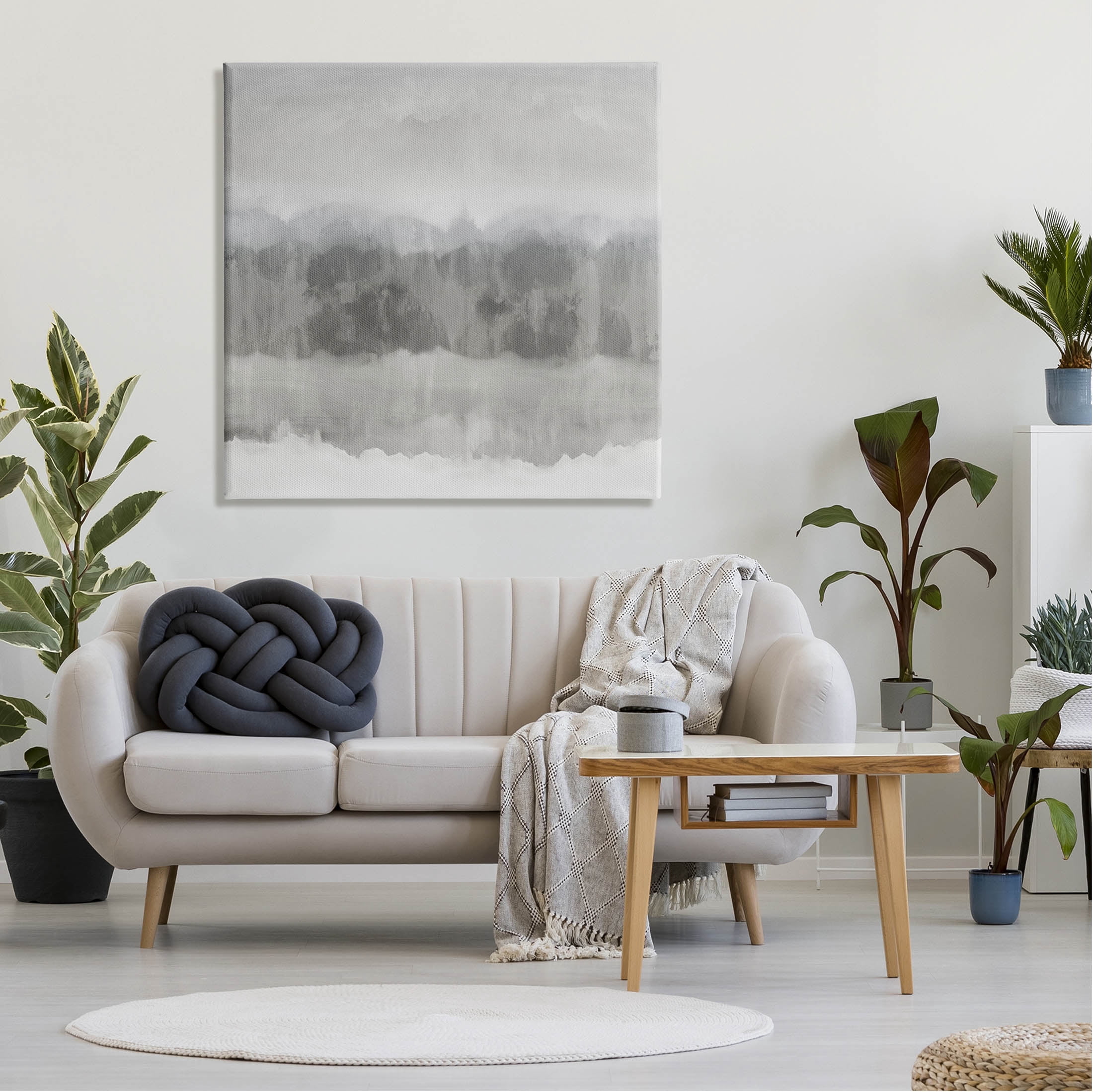 Grey Abstract Nature Fog Abstract Graphic Art Gallery Wrapped Canvas Print Wall Art