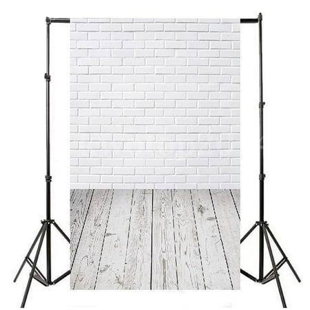 Image of SAYFUT Studio Photo Video Photography Backdrops 3x5ft White Brick & Planks Printed Vinyl Fabric Background Screen Props