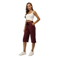 thumbnail image 5 of Siliteelon Womens Capri Yoga Pants Elastic Waistband Workout Pants with Pockets, 5 of 6