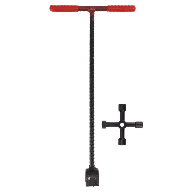 41x20cm Water Meter Key Steel T Handle Curb Key with 4 Way Multi Functional Utilities Key