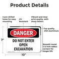 thumbnail image 2 of (2 Pack) Do Not Enter Open Excavation OSHA Danger Sign 10 Inch X 7 Inch Indoor / Outdoor Rust-Free Aluminum Metal Signs for Workplace, Workshop, and Construction Site, Made in the USA, 2 of 8