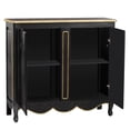 thumbnail image 4 of 45” Inch Wood Accent Buffet Sideboard Serving Storage Cabinet with 2 Doors, Pure Hand Drawn, Solid Wood Legs for Dining Room, Entryway (Black), 4 of 9