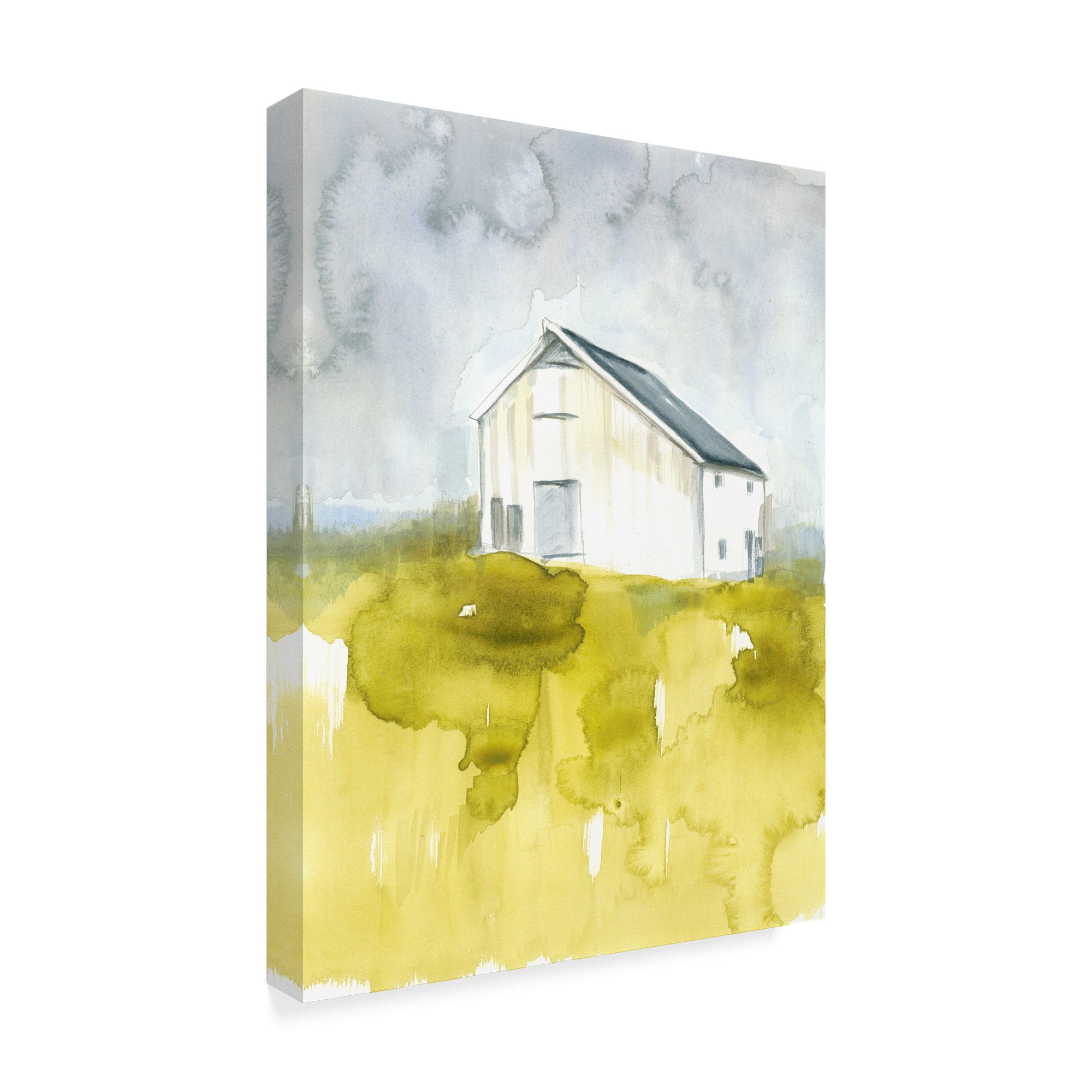 Trademark Fine Art 'White Barn on Citron I' Canvas Art by Jennifer Goldberger