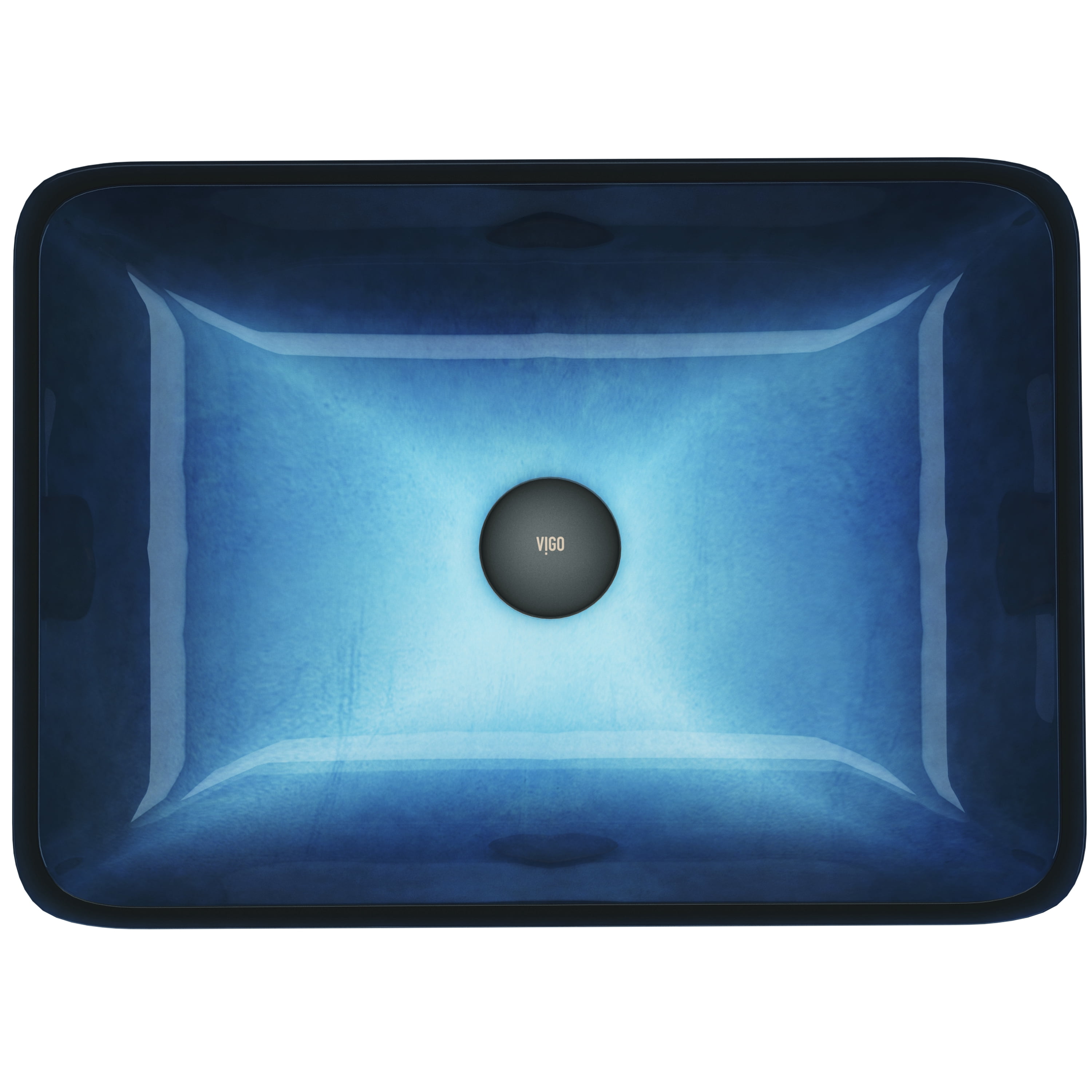 VIGO Donatello Turquoise Blue Glass 18 in. L x 13 in. W x 4 in. H Rectangular Vessel Bathroom Sink