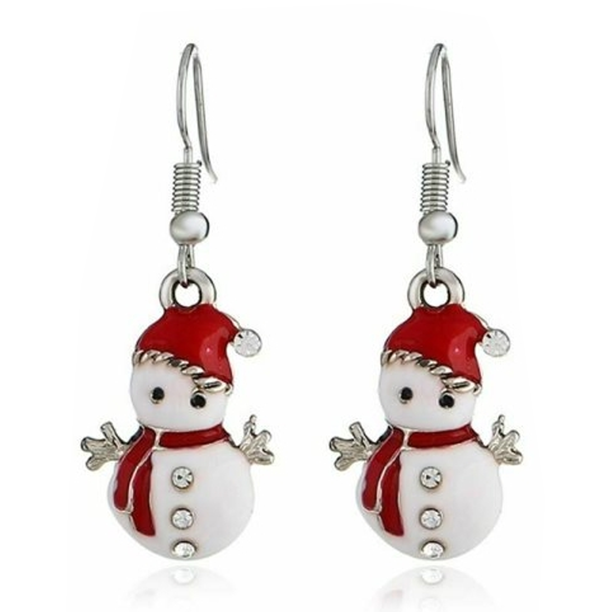 Collar de Papá Noel Pendientes colgantes de copo de nieve Lindo adorno navideño $ Pendientes de la serie navideña $ Personalidad Temperamento de moda Lindos pendientes navideños