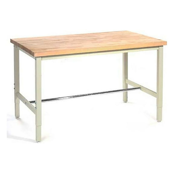 60"W x 30"D Adjustable Height Workbench, 1-3/4" Thick Maple Top Square Edge, Tan