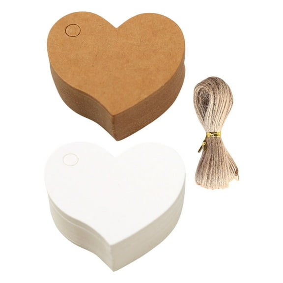 200 Pcs Paper Tags With String Heart Shaped Present Tags Blank Heart Hang Tags Heart Wedding Favor Tags For Diy Crafts Valentines Mother'S Day Wrapping