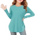 thumbnail image 1 of Hauts à Manches Longues pour Filles, Tuniques Douces pour Enfants avec Ourlet Latéral Fendu, T-Shirts à Col Rond pour Tenue Décontractée, École et Superposition, 1 of 8