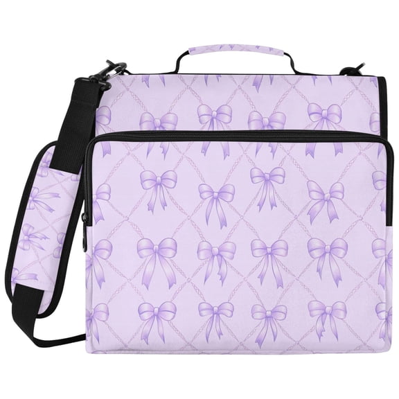 ALAZA Zipper Binder Bows Checkered Purple Pattern 2 inch 3 Ring 500 Sheet Capacity Trapper Keeper File Folder Organizer Bag
