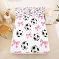 thumbnail image 5 of Erosebridal Cute Bowtie Queen Sheet Sets For Girl,Football Sport Games Ball Theme Kids Bed Set 4-Piece, 5 of 6