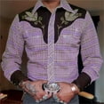 thumbnail image 2 of Mens Long Sleeve Shirt Western Cowboy Embroidered Slim Fit Casual Button Down With Pockets Tops, 2 of 7