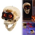 thumbnail image 3 of Calavera de Halloween realista, cabeza de calavera LED de tamaño real con luz roja en los ojos y decoración de calavera brillante activada por sonido, 3 of 5