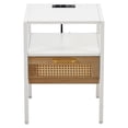 thumbnail image 3 of Modern Style Set of 2 Rattan End Tables with Power Outlet & USB Ports, White, 3 of 20