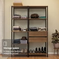 thumbnail image 5 of Madesa Wardrobe Clothes Storage Rack with 2 Drawers and Open Shelves 51"L Multiuse Modular Cabinet for Bedroom Organization - Black/Brown, 5 of 11