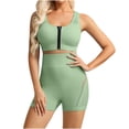 thumbnail image 4 of PNTUTB Women's Solid-Color Sports Set,Front-Zip Sports Bra and High-Waisted High Elasticity Shorts Casual Openwork Design Breathable Two-Piece Set, 4 of 5
