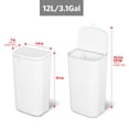 thumbnail image 2 of Space saving under counter trash can, dual lid waste bin for kitchen cabinet bathroom home office, compact 12 liter capacity, easy installation no drill needed, white, 2 of 6