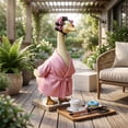 thumbnail image 6 of Porch Goose Decor Set, Funny Pink Bathrobe and Curler Hat Statue Accessory for Standard Goose, Novelty Outdoor Yard Decoration, Complete Set, 6 of 6