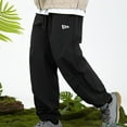 thumbnail image 2 of MIUOWANP Men's Pants Casual Men Outdoors Fashion Water Proofing Design Solid Casual Elastic Waist Pocket Cargo Pants XXL Black, 2 of 5