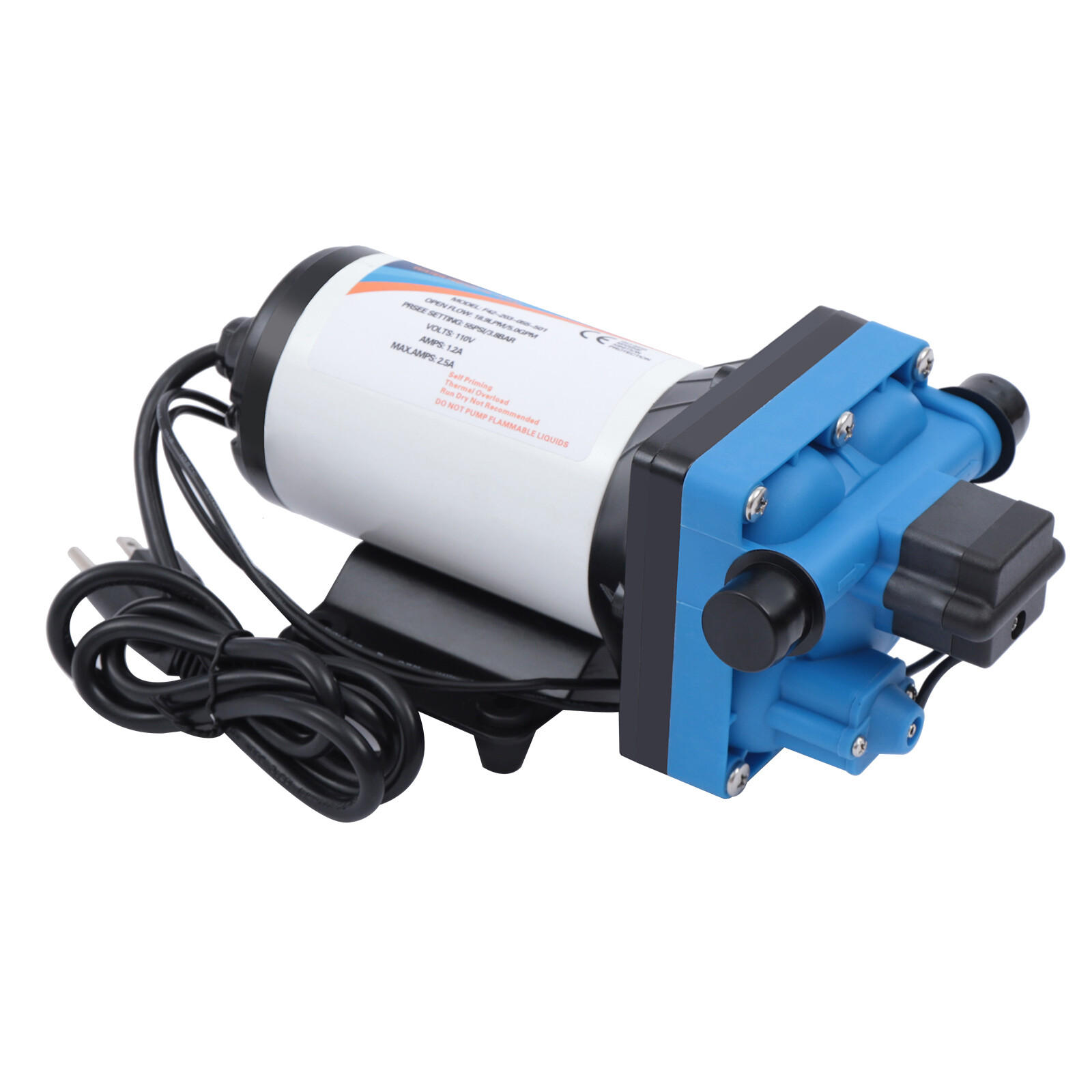 ToppiJoy 5 GPM 275W Adjustable Pressure Diaphragm Pump DC Self-priming RV Water Pump Auto Switch