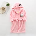 thumbnail image 2 of Boys Girls Cartoon Cat Fleece Hooded Robes Warm Bathrobe Kids Soft Fuzzy Wrap Loungewear for Shower Home, 2 of 6