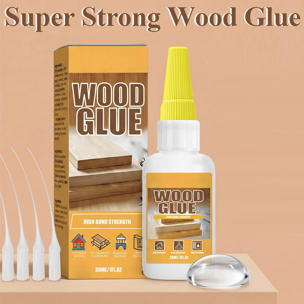 Super Strong Wood Glue, High Strength Fast Drying Clear Wood Glue, Heavy Duty Woods Glue for Crafts, Woods Glues for Furniture Heavy Duty, Waterproof, Transparent, Quick-Dry with Precision Tips