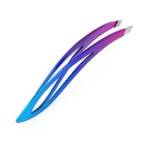Unique Bargains 1 Pc Reusable Eyebrow Tweezer for Bathroom Travel Hotel Blue Purple Stainless Steel
