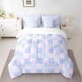 thumbnail image 3 of Manfei Princess Ribbon Child Bedding Comforter Set 7pcs, Kawaii Cartoon Bow-tie Queen Bedding Sets, Dreamy Blue Square Plaid Reversible Queen Sheet Sets, Luxury Bedroom Decor, 3 of 8