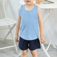 thumbnail image 2 of Little Kid Toddler Kids Baby Boys Girls Solid Tank Tops T Shirts Undershirts Summer Sleeveless Vest Light up High Tops Girls Cute off Shoulder for Teen Little Undershirts Size 5 3-4 Years Blue, 2 of 4