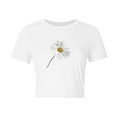 thumbnail image 6 of Busydd Womens Tops Trendy Round Neck Graphic Tees for Women Summer Casual Short Sleeve Crop Tops for Women Comfy Floral Print Cotton Womens T Shirts S, 6 of 6
