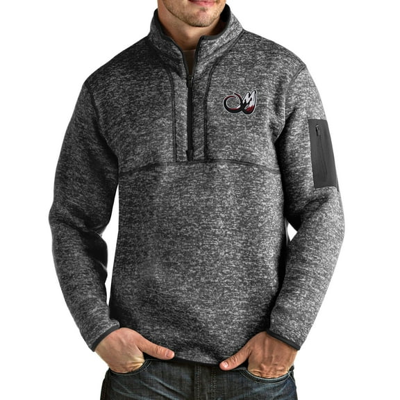 Men's Antigua Heathered Charcoal Colorado Mammoth Fortune Half-Zip Pullover Jacket