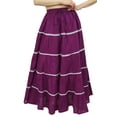 thumbnail image 3 of Bimba Women's Long Plum Flared Cotton Skirt Elastic Waist Wear Clothing -S, 3 of 9