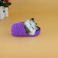 thumbnail image 2 of Muñeco de peluche de gato durmiendo en pantuflas, mini gatito con maullidos, juguete de mano decorativo, regalo para niños y niñas (morado), 2 of 8