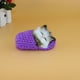 thumbnail image 2 of Muñeco de peluche de gato durmiendo en pantuflas, mini gatito con maullidos, juguete de mano decorativo, regalo para niños y niñas (morado), 2 of 8