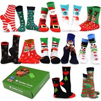 TeeHee Christmas 12-Pack Cotton Socks, Great Value Gift Box for Kids (12-24 Months, Christmas)