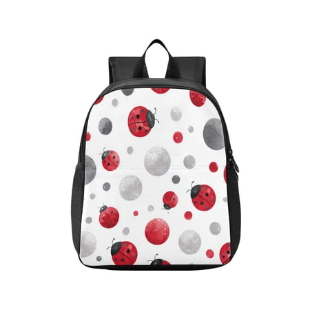 Toddler Backpack Red Ladybug Polka Dot Waterproof Lightweight Backpack Casual Mini Daypack for Daycare & Travel