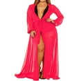 thumbnail image 1 of Women Chiffon Bikini Cover Long Sleeve Deep V Neck See-through Dress, 1 of 5
