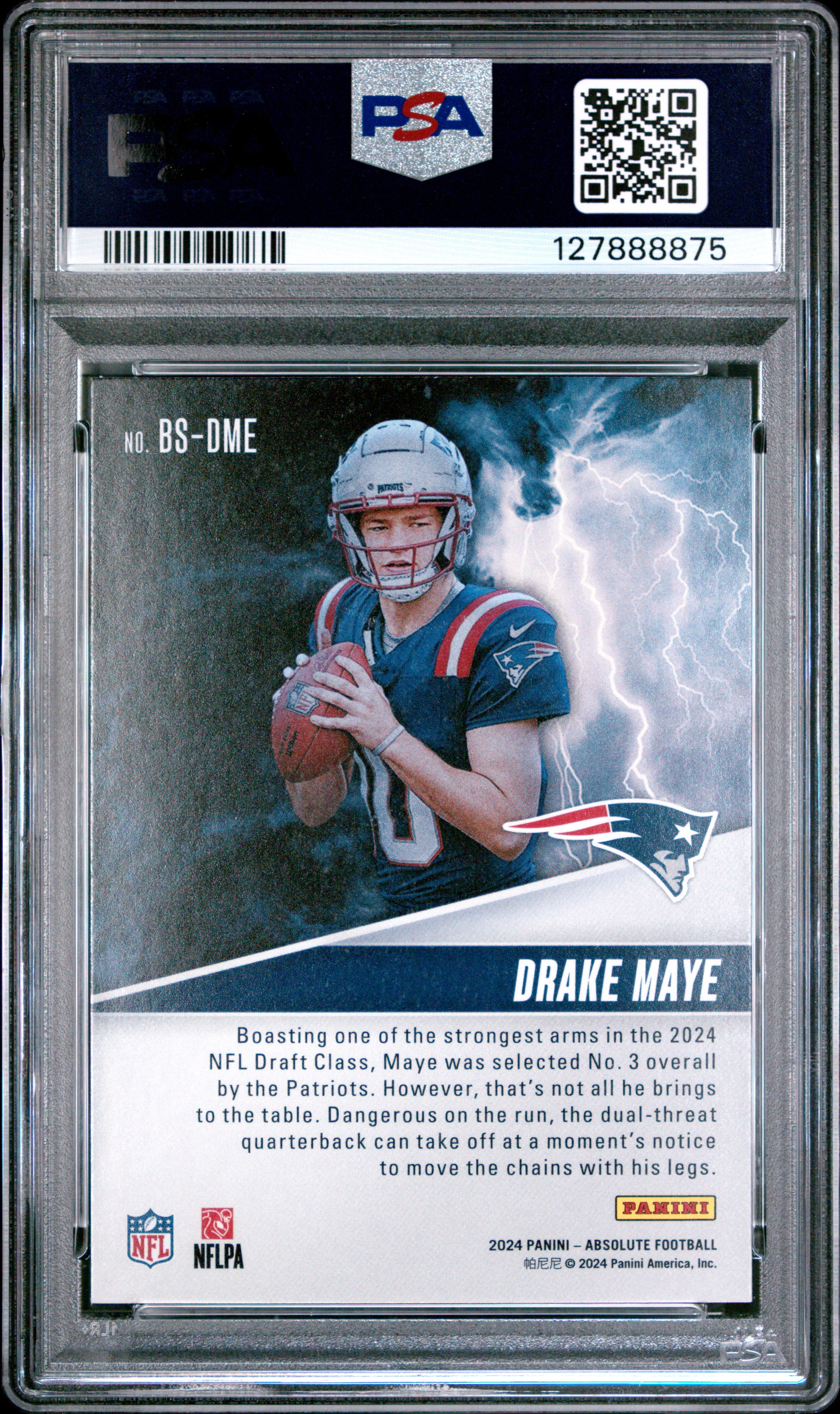Drake Maye 2024 Absolute By Storm Football Rookie Card #BSDME Graded PSA 8 Cert #127888875