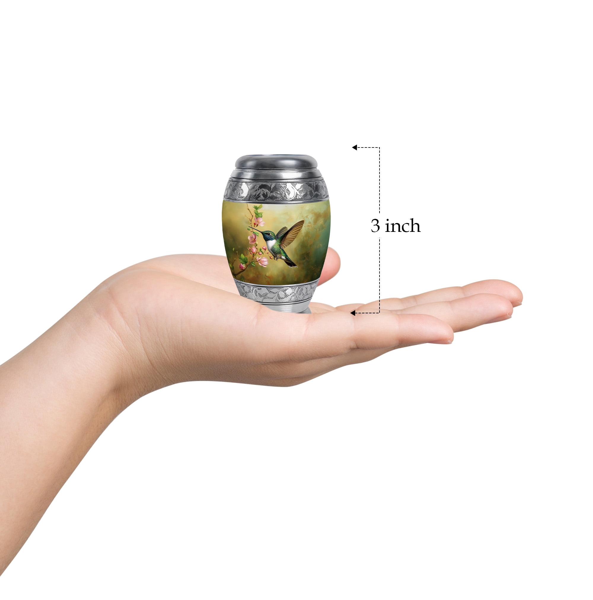 Yatskia Blossoms Hummingbird Cremation Urns For Human Ashes Keepsake, Funeral Urns For Adult Ashes Men & Women, (Monar 3 Inch, Pack of 1)