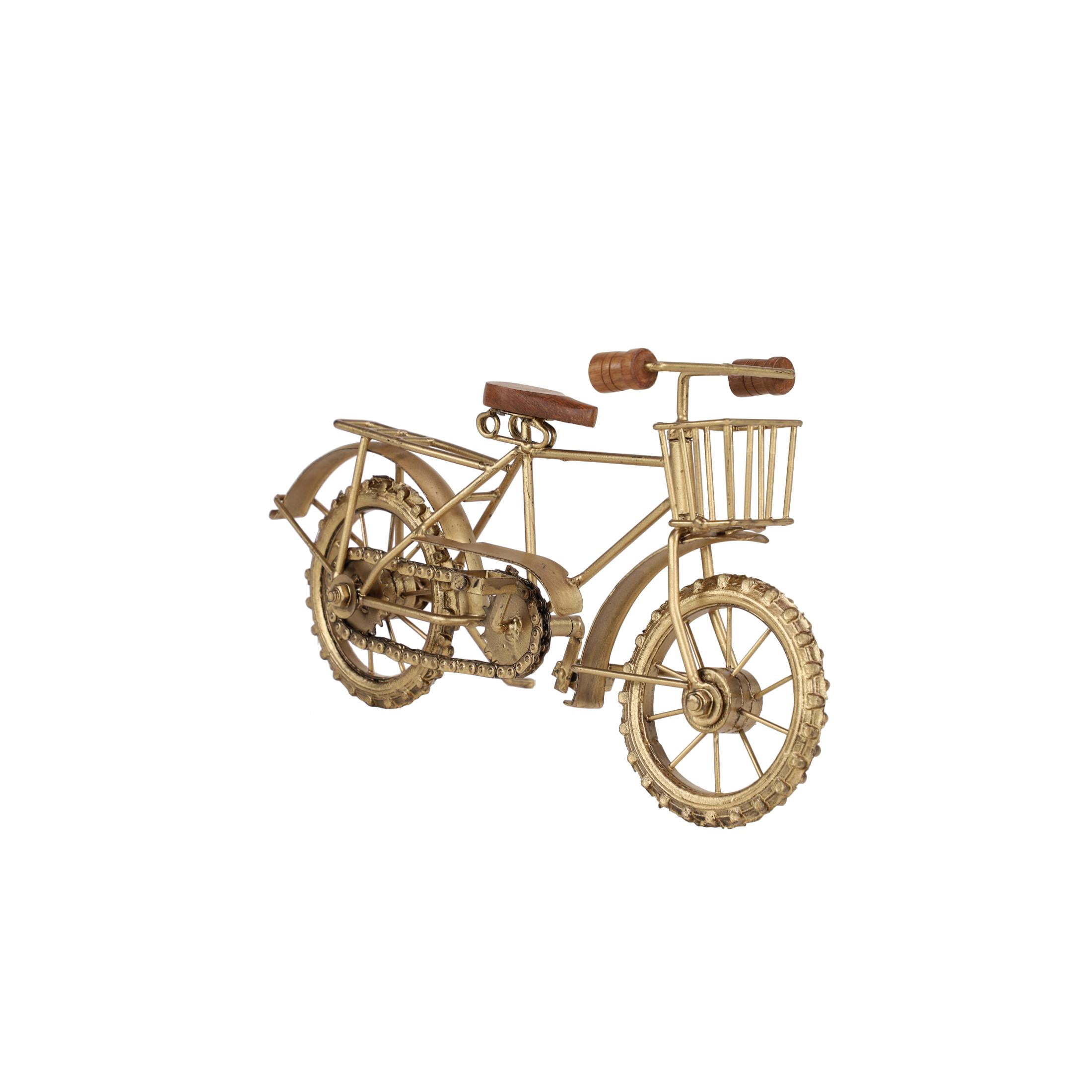 14" x 8" Gold Metal Bike Sculpture, by DecMode