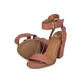 thumbnail image 4 of New Women Qupid Lost-01 Faux Suede Open Toe Ankle Wrap Block Heel Sandal, 4 of 6
