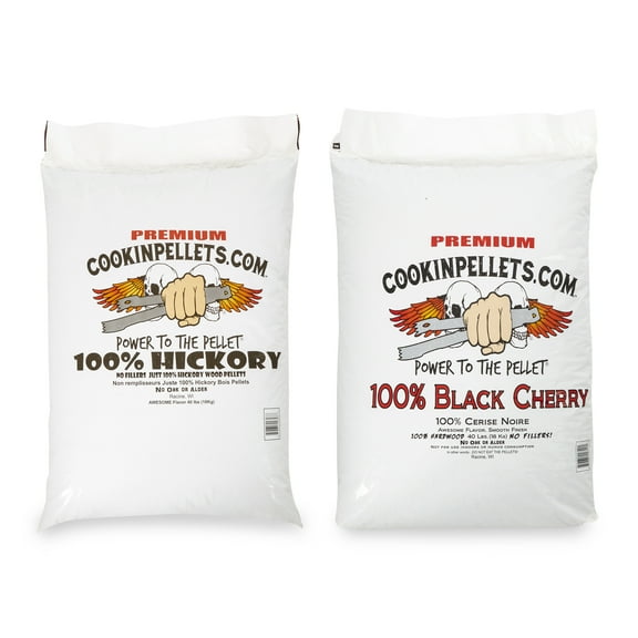 CookinPellets Premium Hickory Smoking Pellets & Cherry Pellets, 40 Lb Bags