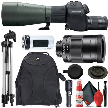 Swarovski STR-80 HD 80mm Spotting Scope (Straight Viewing MOA Reticle) + Swarovski Ocular 25-50X W + Padded Backpack + Flashlight + 6FT Tripod + 6Ave Cleaning Kit