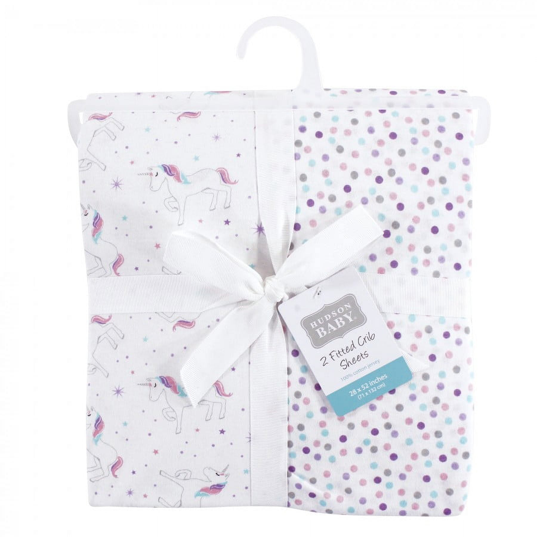 Hudson Baby Baby Girl Cotton Fitted Crib Sheet, Magical Unicorn, One Size