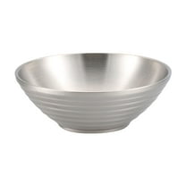 Btomtd Japanese Style Bucket Ramen Bowl Cold Noodle Tableware Bowls Double Insulated Stainless Steel Large Loudspeaker Shape Rice Bowl, Silver