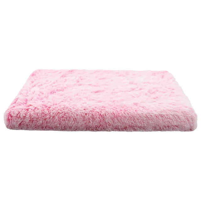 Pet Mat/Dog Sleeping Mat, Pink Xl - Qyaukm Plush Square Pet Bed with Non Bottom Support & Machine Washable Design for Deep Sleep Ideal for Medium/Large Dogs & Cats