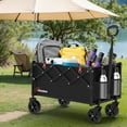 thumbnail image 5 of Yacona Wagons Carts Foldable, Collapsible Garden Wagons and Carts with Wheels, Outdoor Utility Folding Cart for Grocery Beach Camping Shopping, Black, 5 of 10