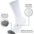 thumbnail image 3 of Lanola Mens 100% Cotton Cushioned Crew Socks, Athletic Performance Moisture Wicking Work socks，5-Pack（White）, 3 of 7