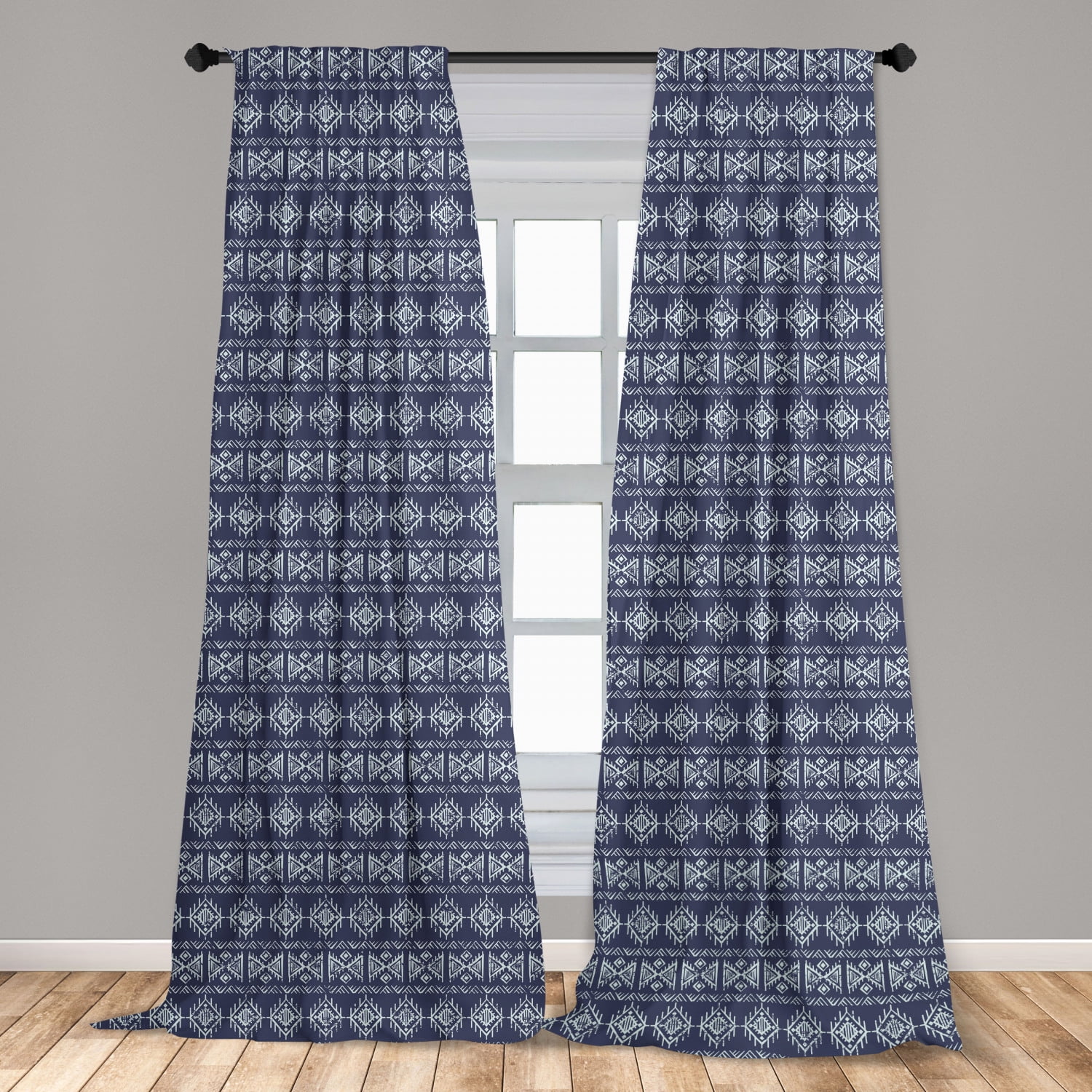 Mexican Print Curtains 2 Panels Set, Grunge Look Vertically Arranged ...